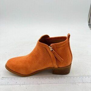 Brown Ankle Boots Round Toe Side Zippers Block Low Heel Daily Shoe